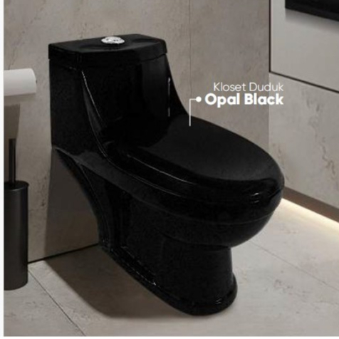 Kloset Duduk Trilliunware Opal Black White / Closet Duduk Monoblok Hitam Putih