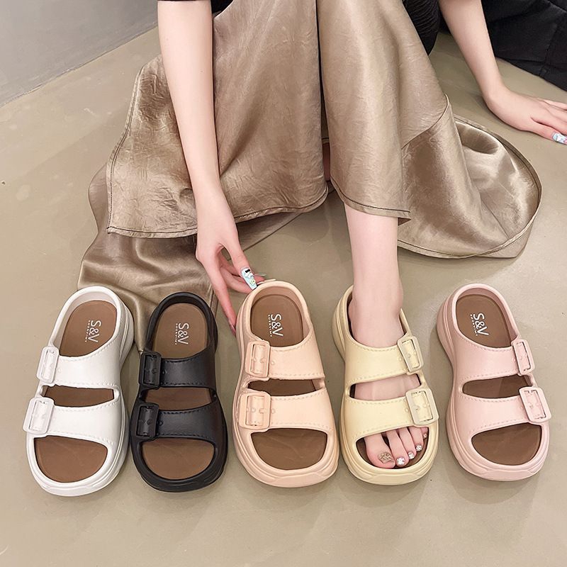 MAHGOSHOP SANDAL SELOP WANITA WEDGES SOERVIMY SANDAL EVA JELLY HAK 4CM