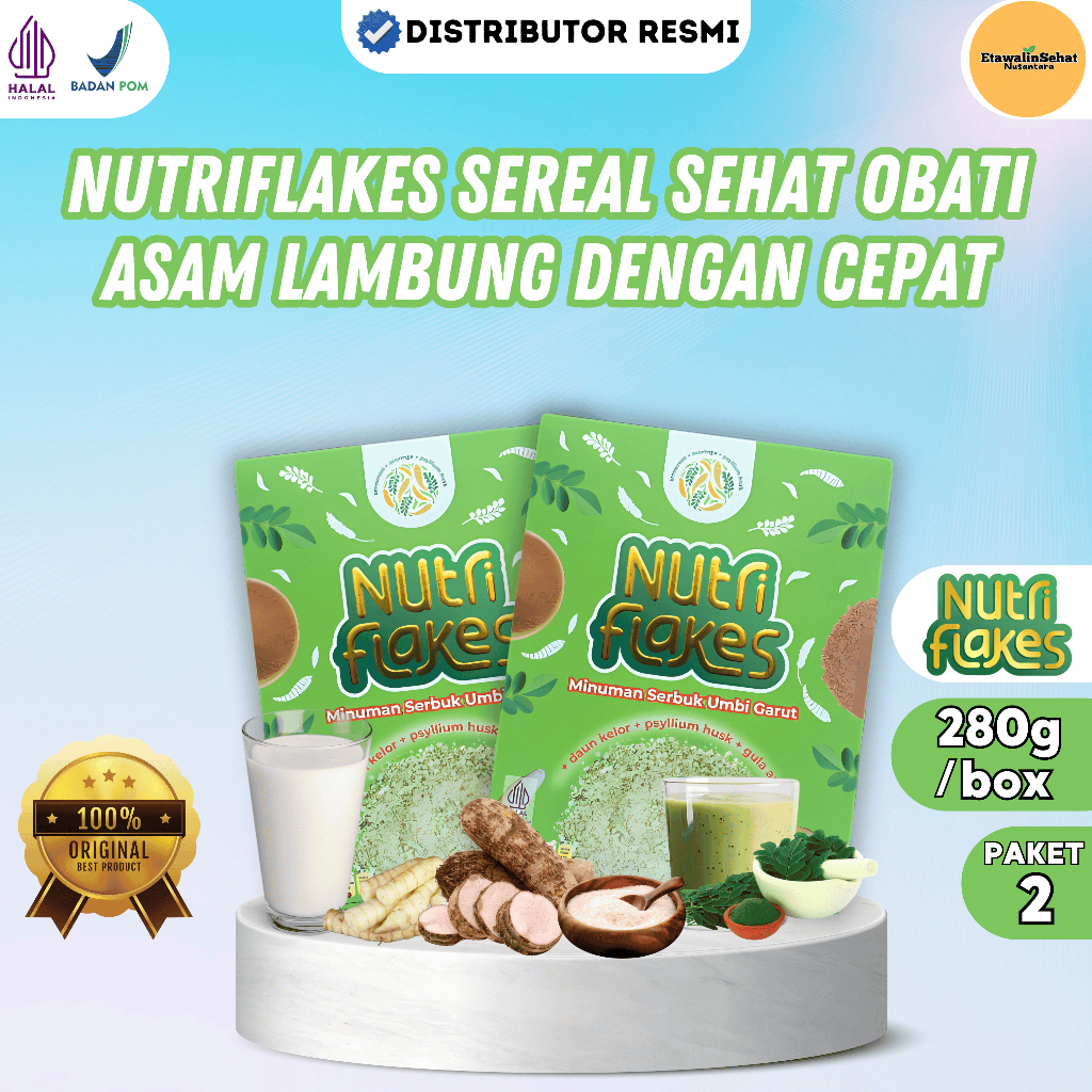 

NUTRIFLAKES 2 BOX ORIGINAL - Sereal Herbal Ampuh Menyembukan Asam Lambung dan Magh dalam 14 Hari