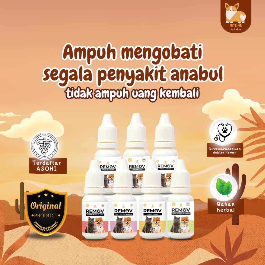 Obat Kucing Cacing Diare Telinga Mata Flu Pilek Muntah Remov 10 ml