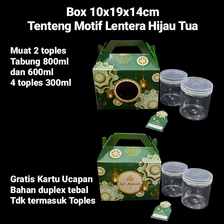 

Dus Jinjing Uk 10x19x14 Cm Box Kemasan Toples Lebaran Hijau Tua