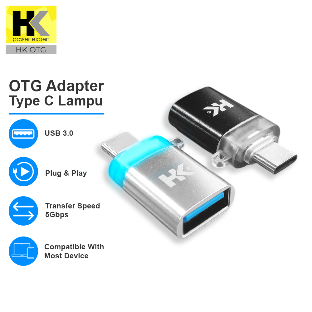 HK OTG Adapter Type C Lampu USB 3.0