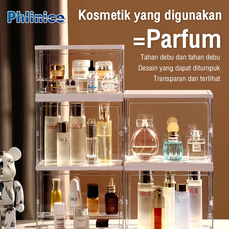 Phlinice Rak Parfum Acrylic Storage Organizer Rak Kosmetik Penyimpanan Skincare Make Up Kotak Akrili