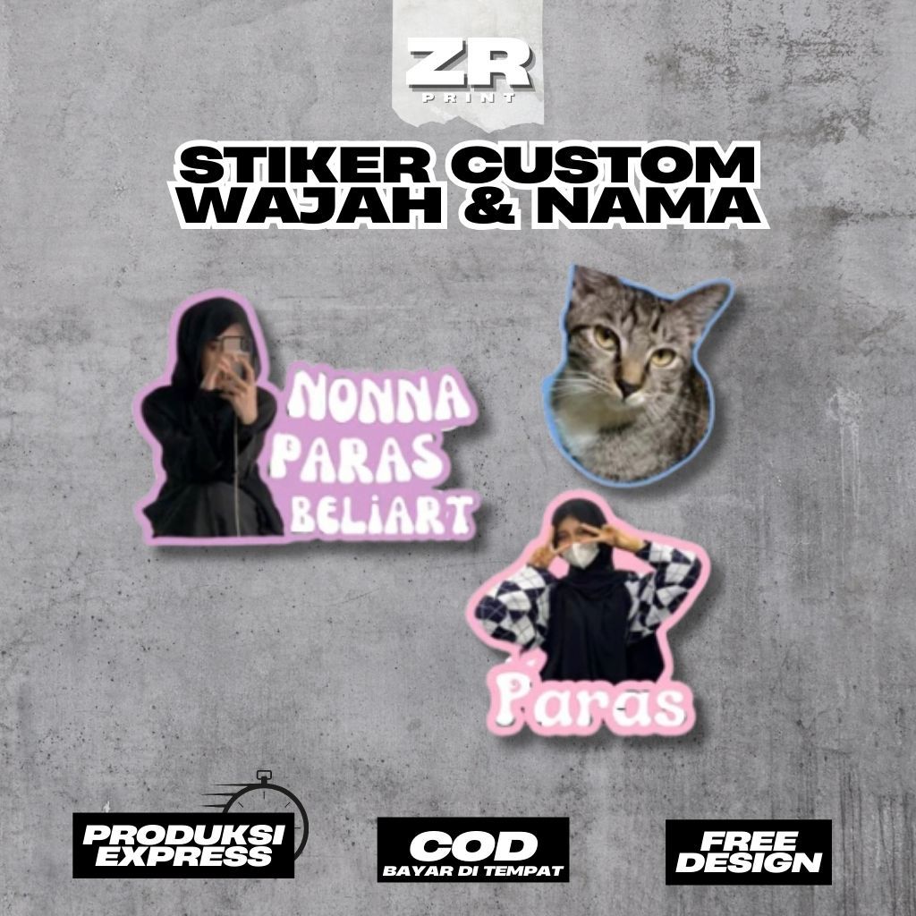 

[Nyu] Stiker custom wajah dan nama / custom stiker / custom stiker wajah / stiker anti air READY