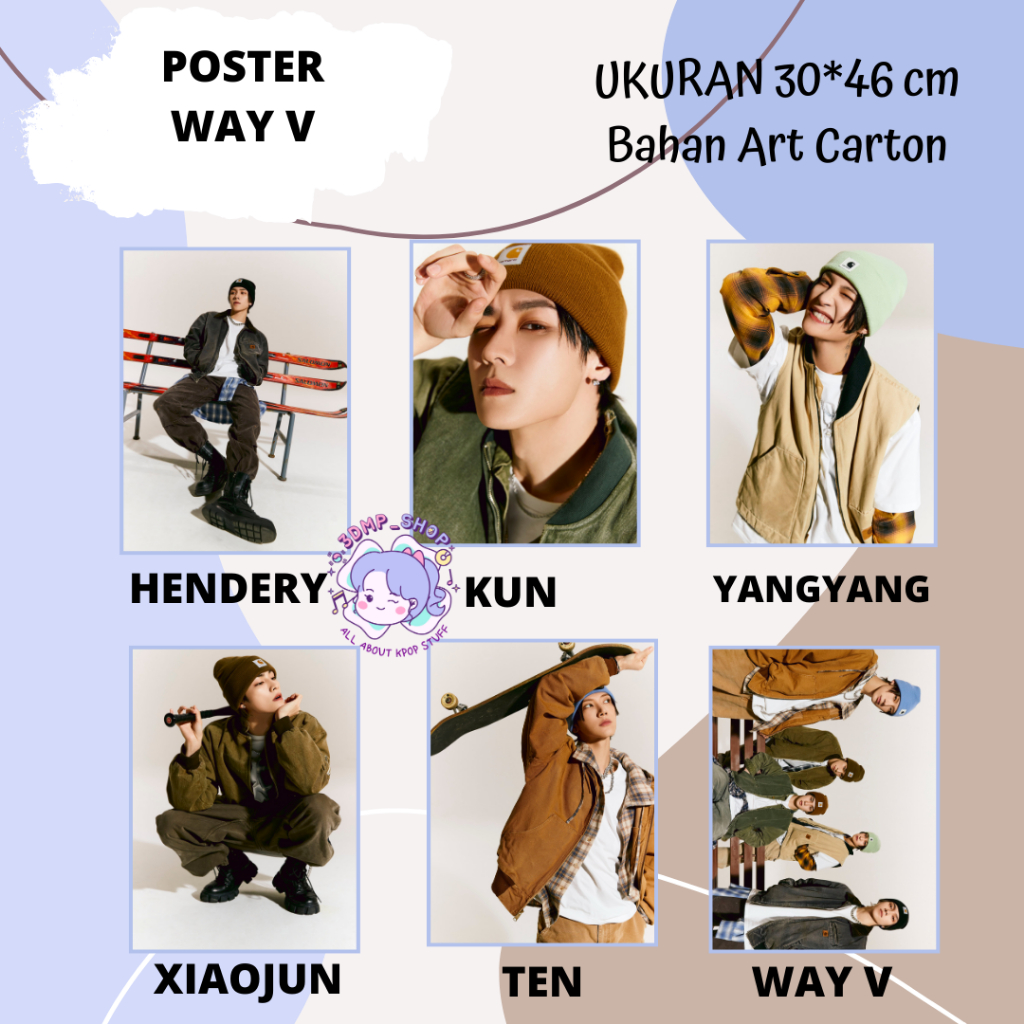 POSTER A3 KPOP WAYV FREQUENCY Kun Ten Winwin Xiaojun Hendery Yangyang