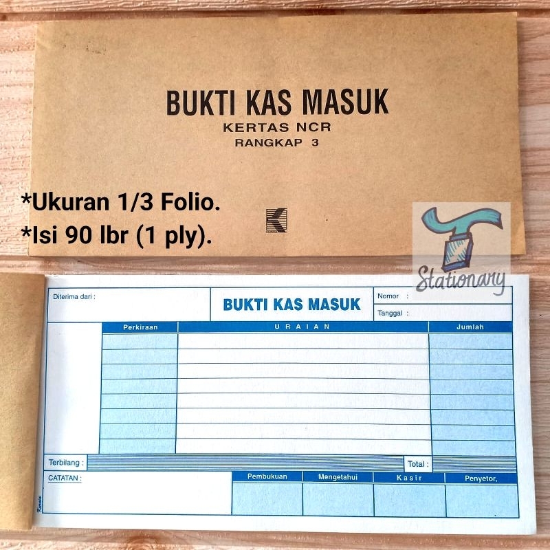 

Buku Bukti Kas Masuk 1/3 Folio , 1 Rangkap.