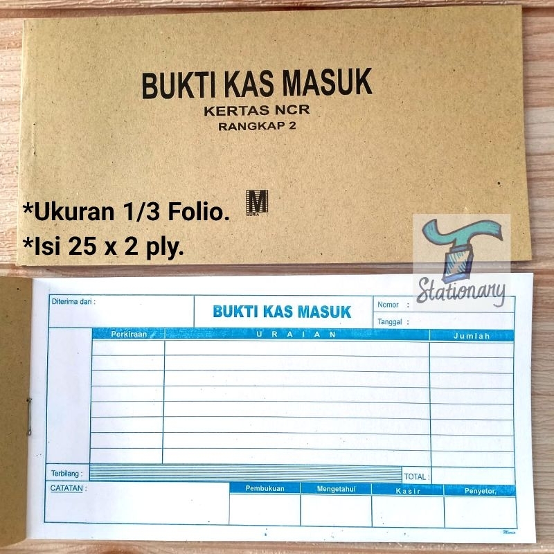 

Buku Kas Masuk 1/3 Folio , 2 Rangkap.