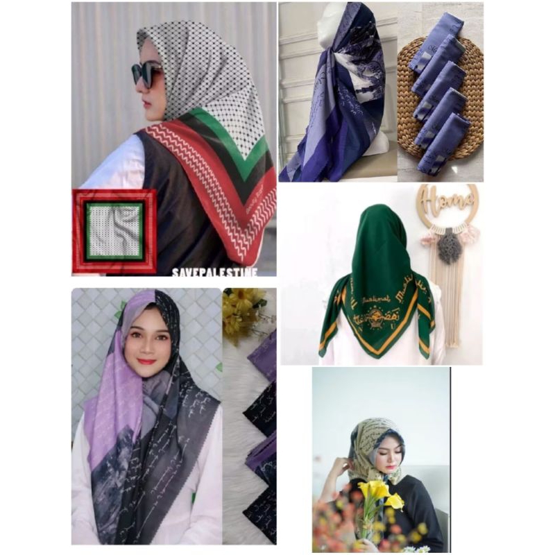 Hijab Segiempat Motif Arab/Fatayat/Muslimat Premium Voal Lasercute