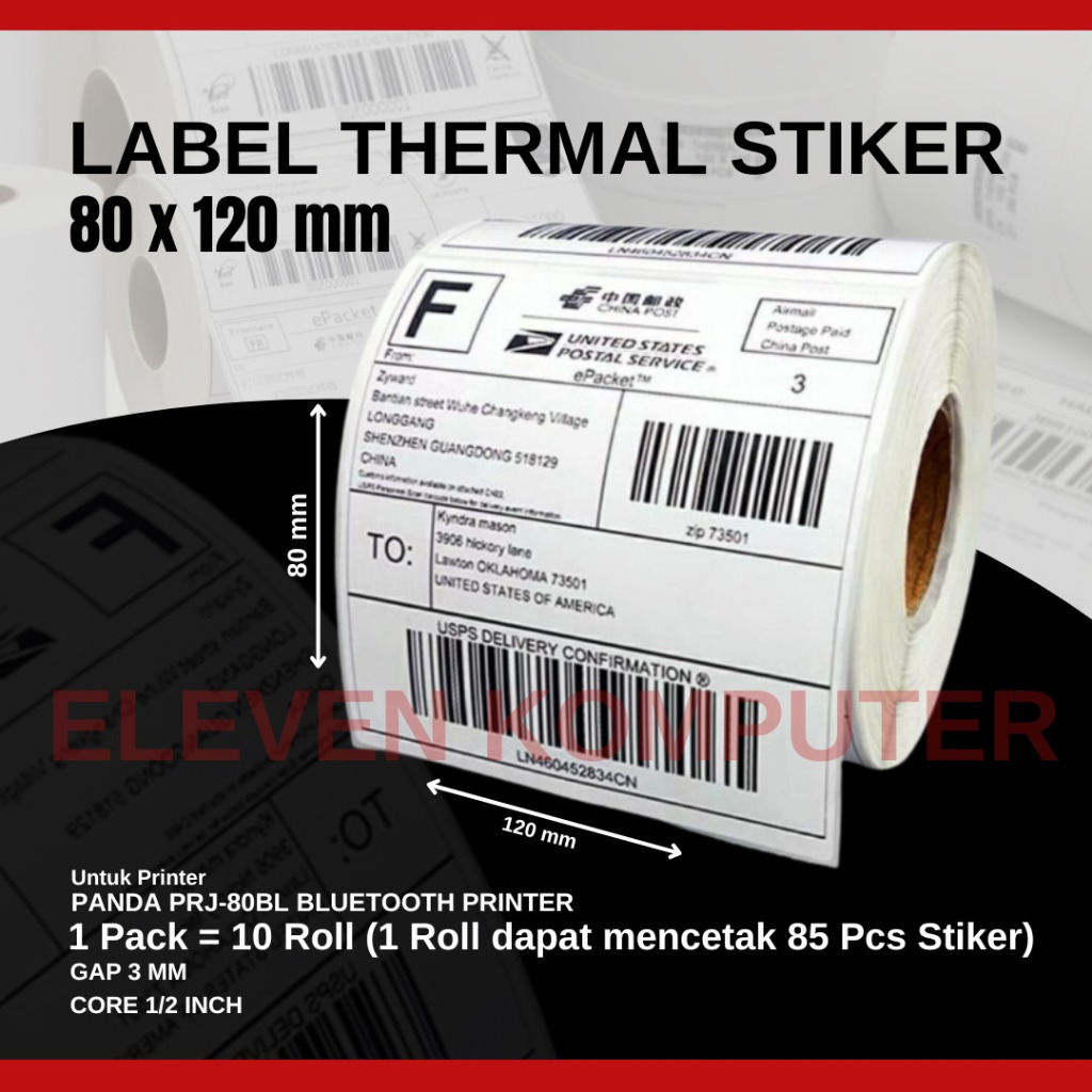 

LABEL THERMAL STIKER 80 X 120 MM FOR PANDA PRJ-80BL PRINTER BLUETOOTH