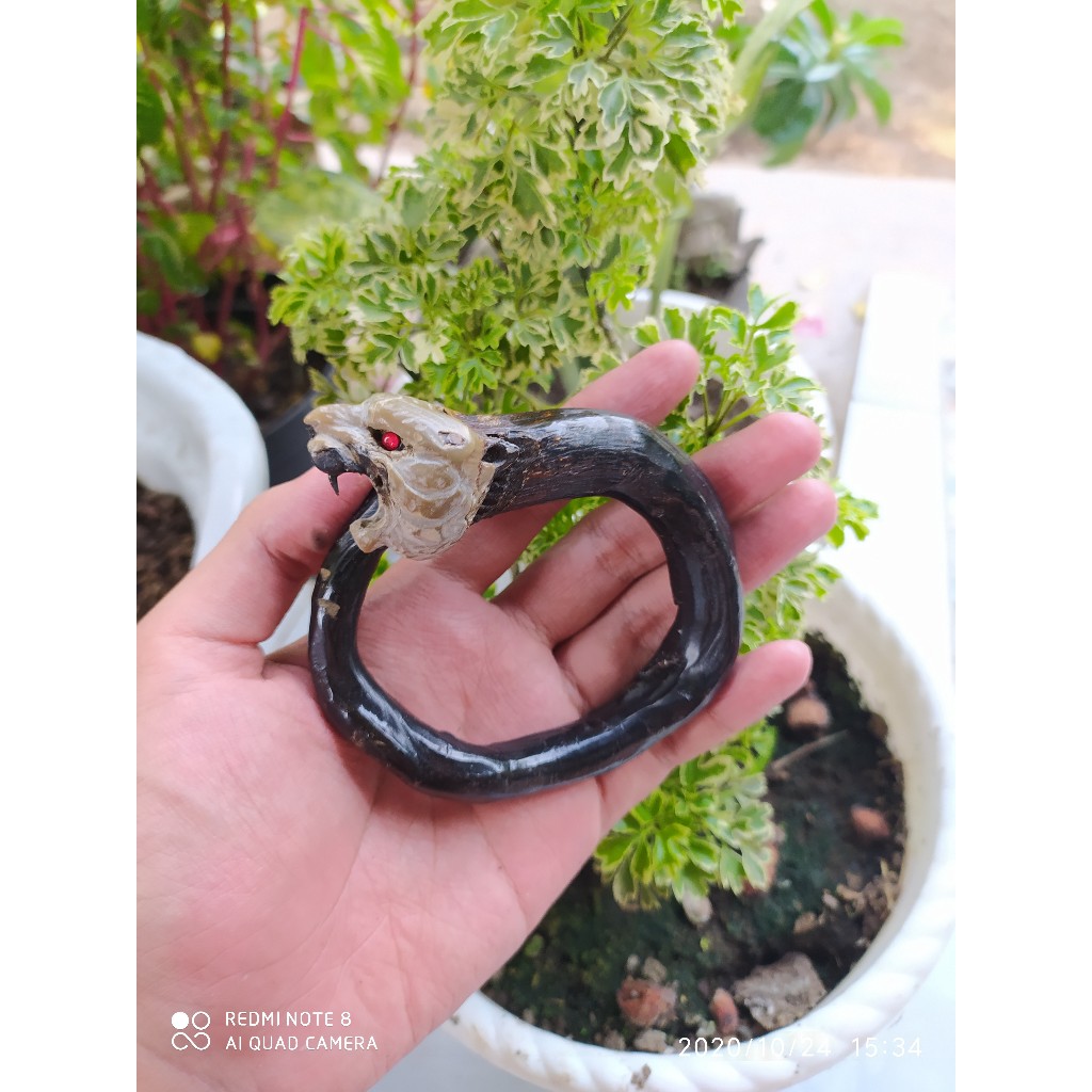 Gelang Akar Bahar Hitam Bonggol Ukir Macan Berkualitas