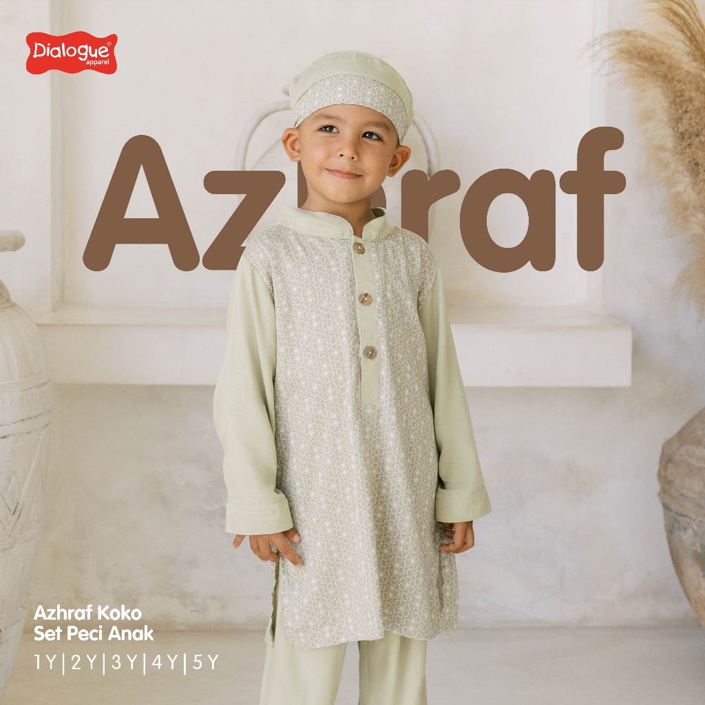 Azhraf Koko Set Peci Anak | Baju Anak Laki Laki | Baju Koko Anak | Baju Lebaran Anak Laki Laki | Baj