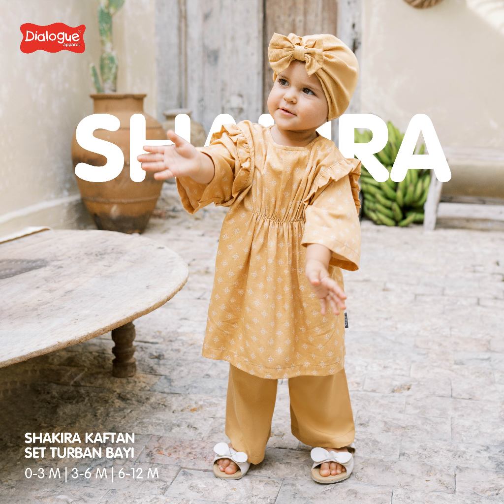 Shakira Gamis Set Turban Bayi | Baju Anak Perempuan | Baju Lebaran Anak Bayi | Dress Anak Bayi | Gam