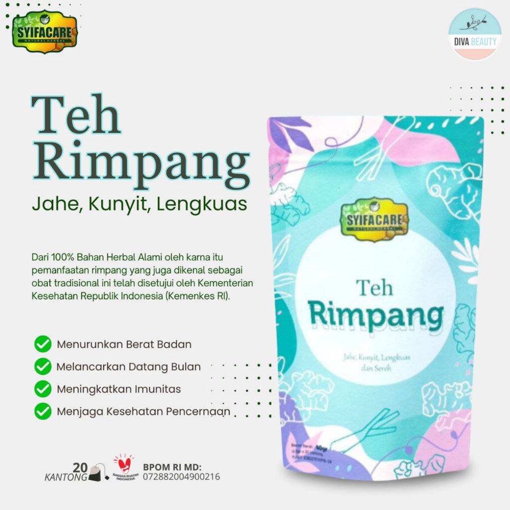 

Teh Rimpang Celup Syifacare Teh Kesehatan Untuk Diet Ala JSR Terbuat Dari Bahan Rempah Alami