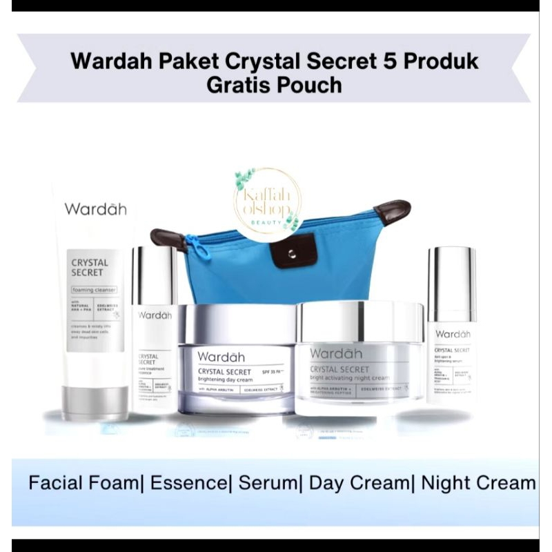 Wardah 1 Paket Crystal Secret 5 Produk Untuk Flek Wajah Cerah Glowing