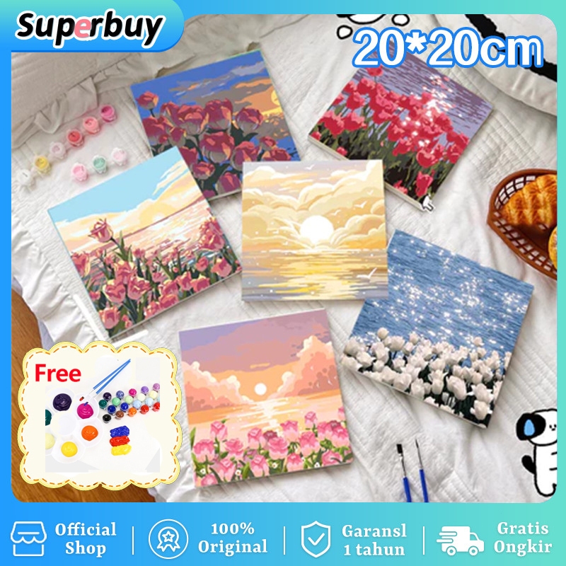 

Paint By Number 20x20cm Lukisan Kanvas DIY Nature Series DIY Painting Kit Canvas Paint Kit Digital Painting Kit With Kanvas