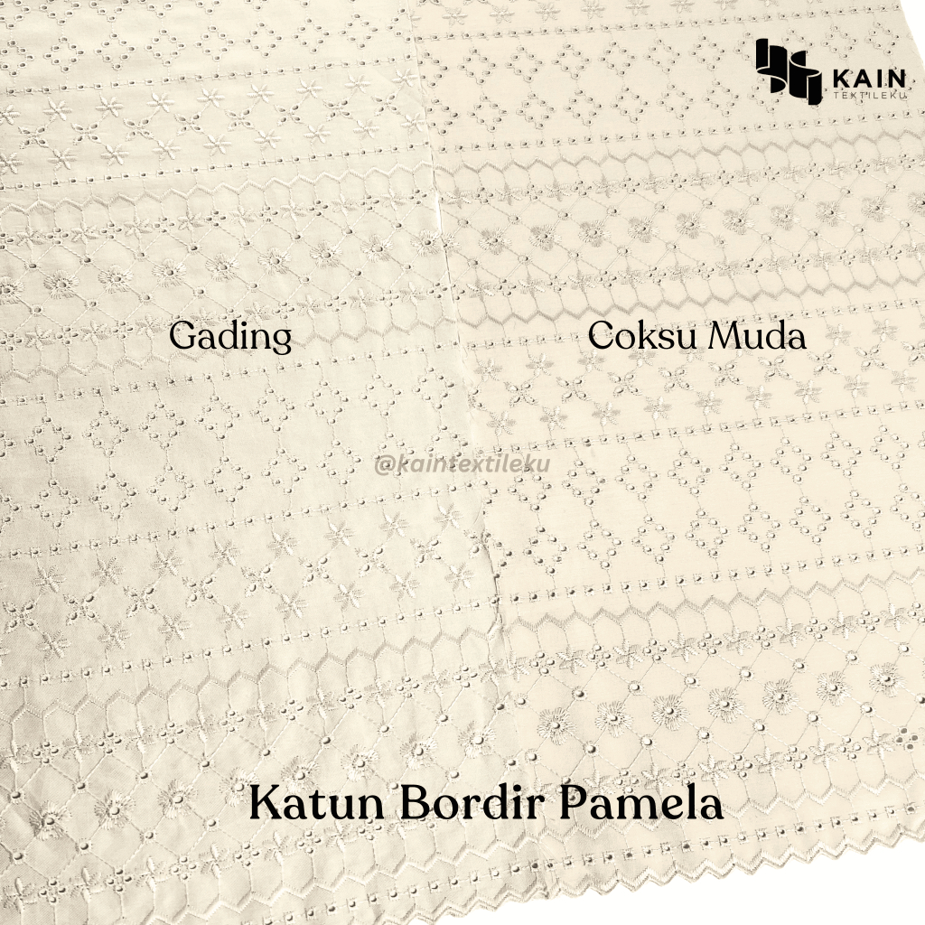0,5 meter Bahan Kain Katun Bordir Pamela
