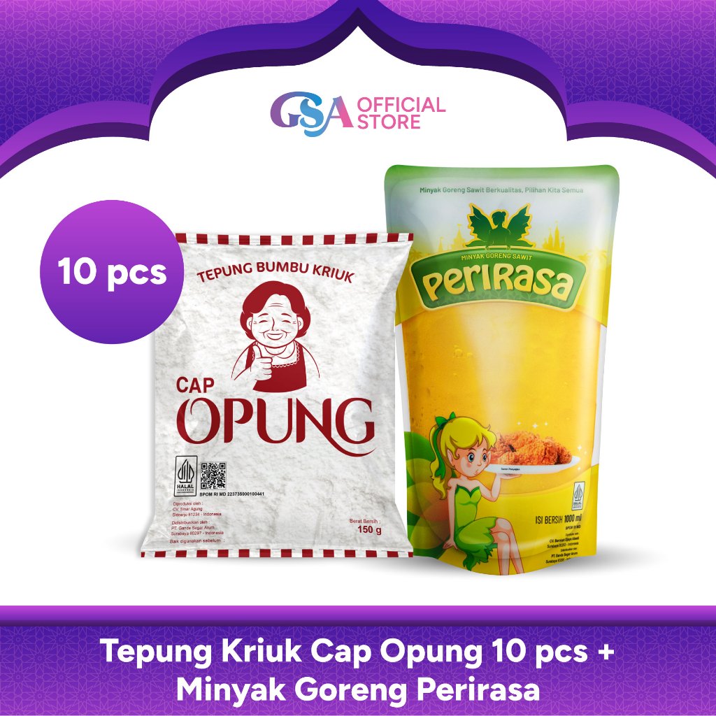 

[BUNDLING] Tepung Kriuk Cap Opung 10 pcs + Minyak Goreng Perirasa
