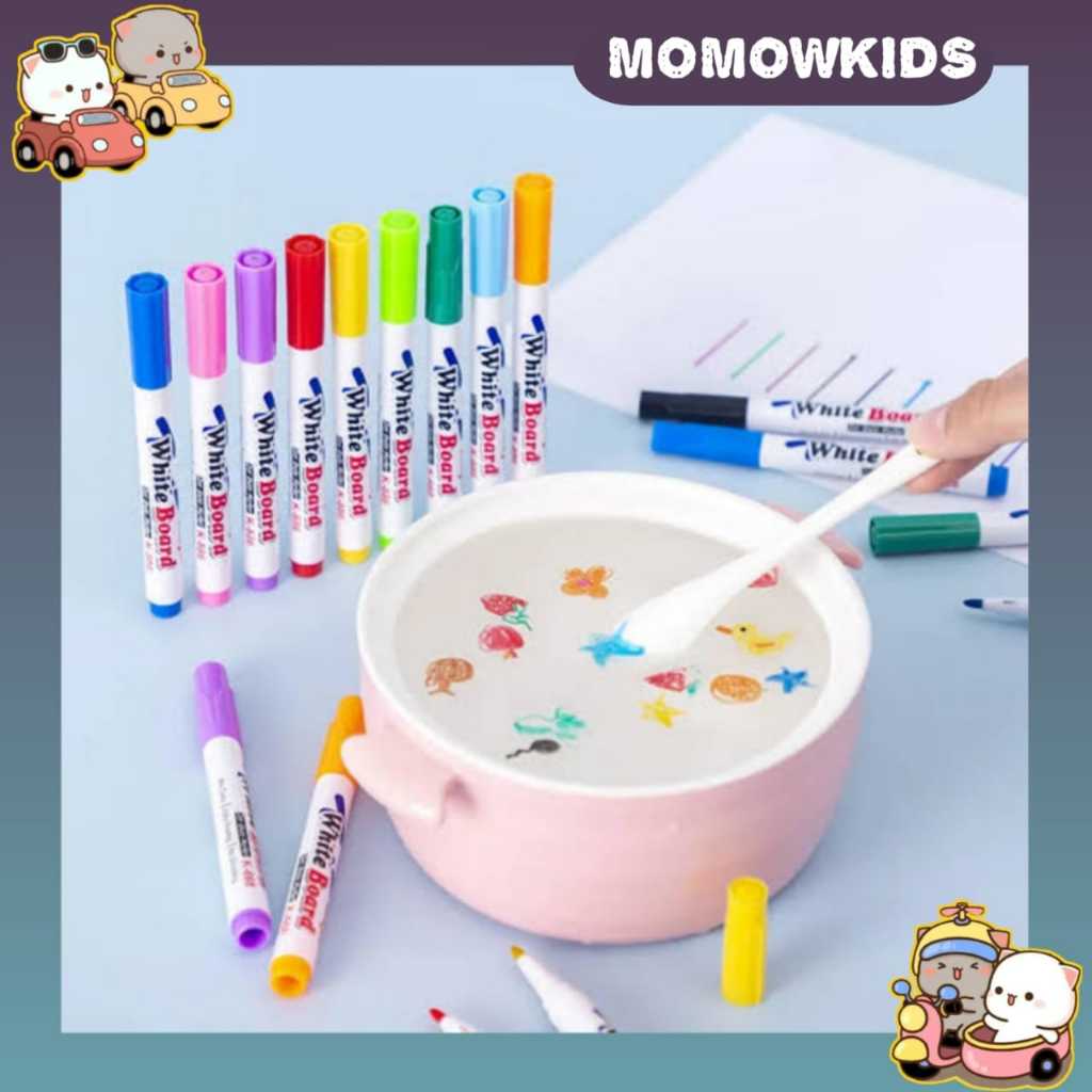 

[MOMOW] Spidol papan tulis apung isi 12pcs untuk anak-anak