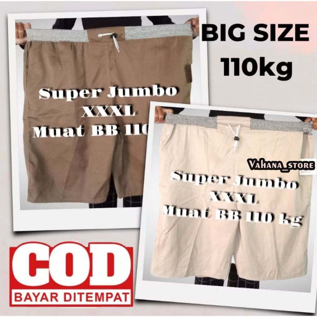 CELANA PENDEK PRIA JUMBO PINGGANG KARET | CELANA JUMBO PRIA BIG SIZE | CELANA PENDEK JUMBO 100KG