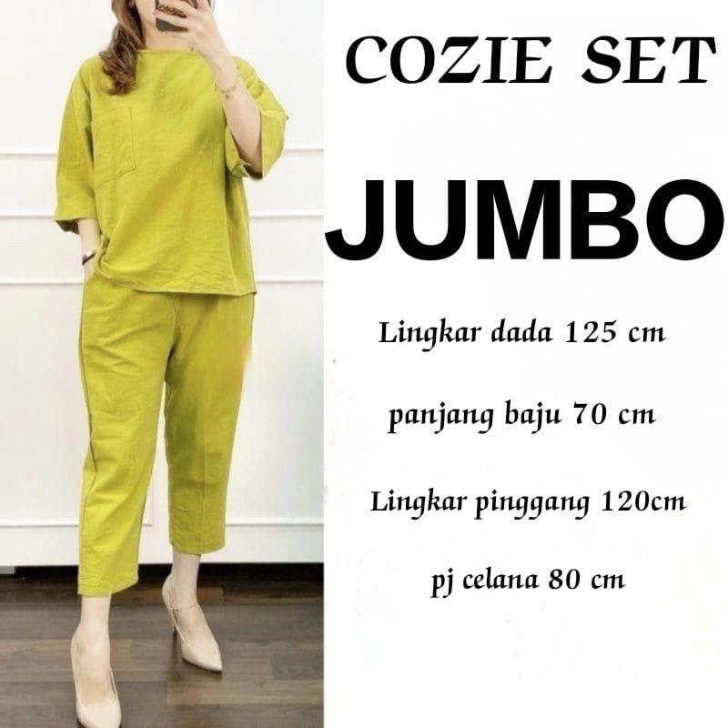 Setelan wanita COZIE ONE SET JUMBO terbaru one set katun linen premium terlaris one set termurah