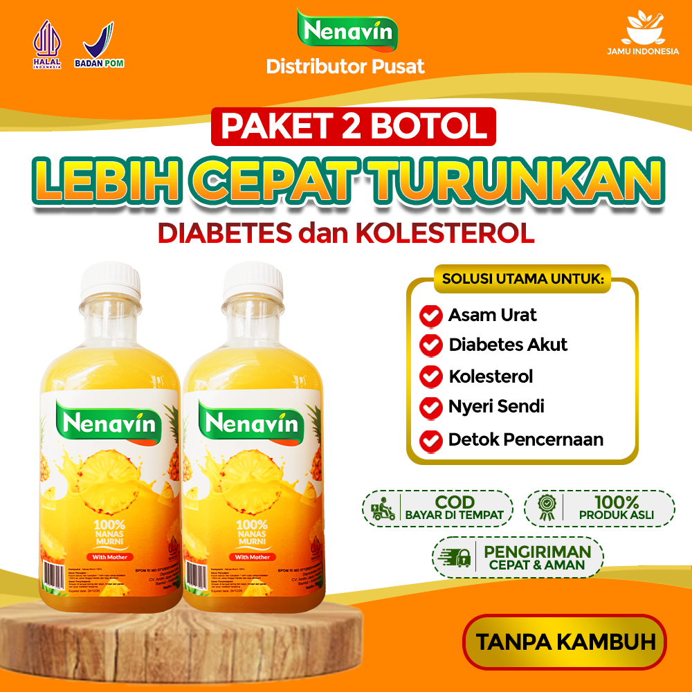 

PAKET 2 BOTOL Cuka Nanas NENAVIN Mudah Kontrol Gula Darah dan Asam Urat Original BPOM