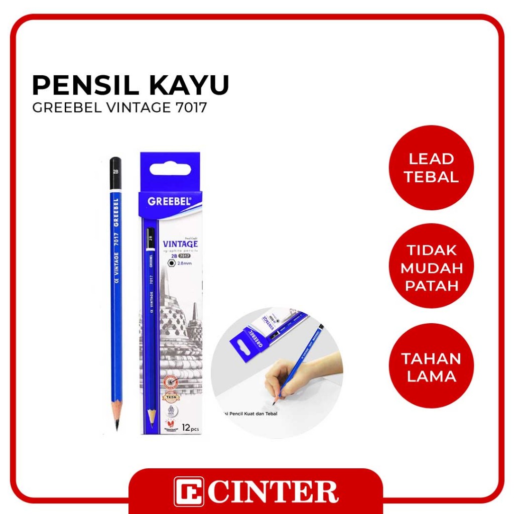 

GREEBEL - PENSIL KAYU / / PENSIL UJIAN ALAT TULIS SEKOLAH / PENSIL GRAPHITE 2B 7017 VINTAGE