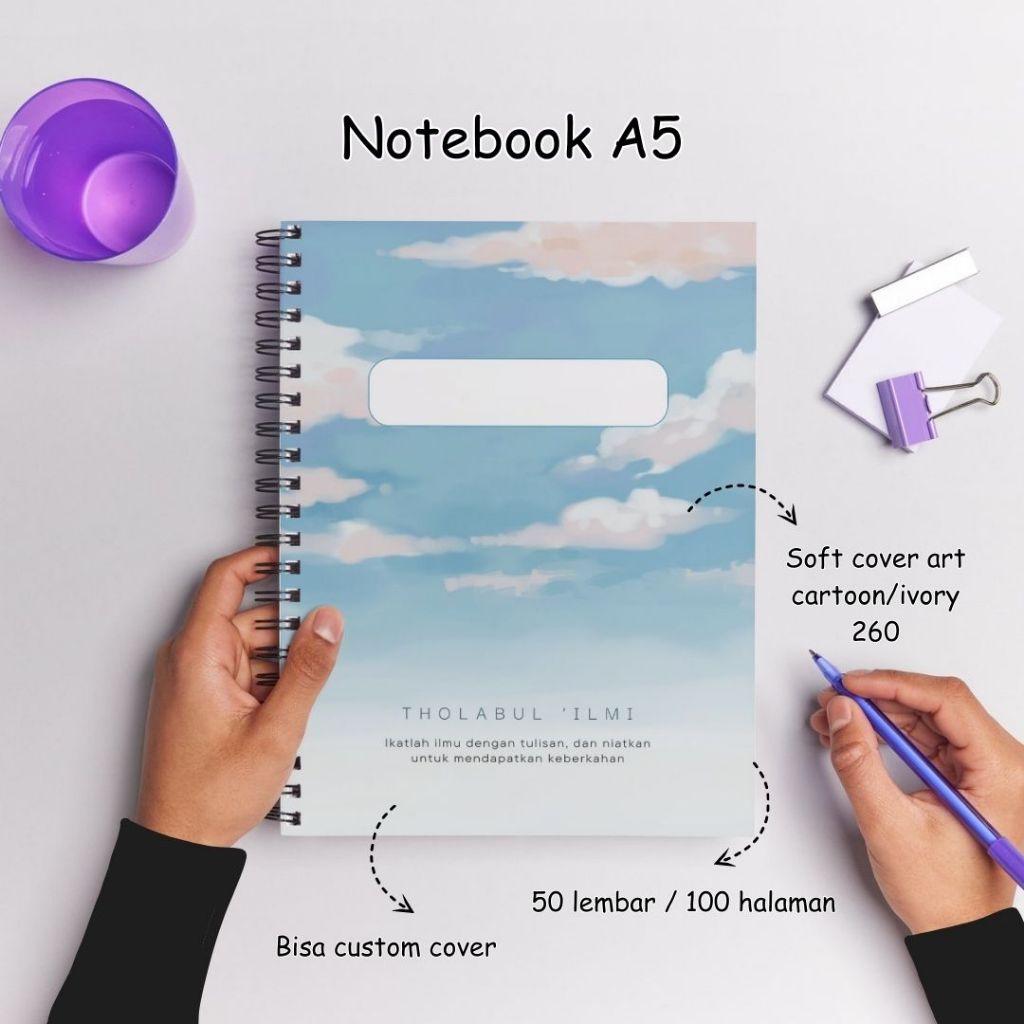 

Notebook Custom A5 Buku Catatan Harian Aesthetic Nama dan Foto Hardcover Tebal Costum Jilid Spiral