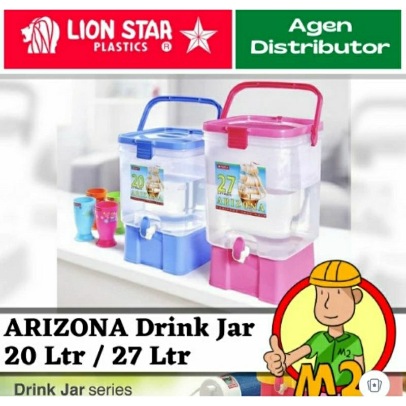 Dispenser Air 20 Liter Arizona Lion Star D-26 Plastik / Drink Jar Es Buah Termos Air Panas Dingin / 