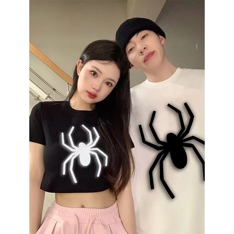 Kaos Tshirt Crop Tee Couple SPIDER Baju Kembaran Bareng Ayang Keren Simple Pasangan Pacaran Dewasa S