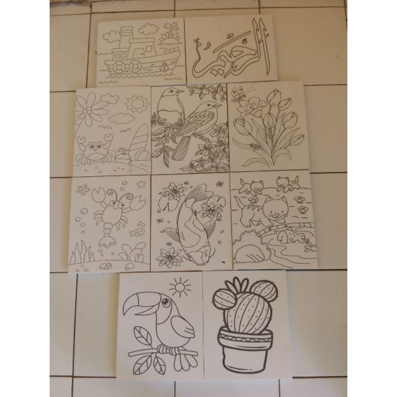 

Kanvas lukis sketsa gambar mewarnai 25x30cm