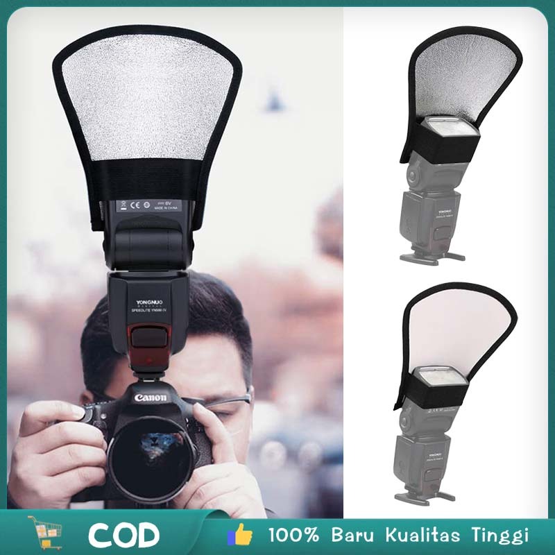 2 Dalam 1 Flash Reflector Diffuser Flash External Softbox Flash External Flash Diffuser Silver/white