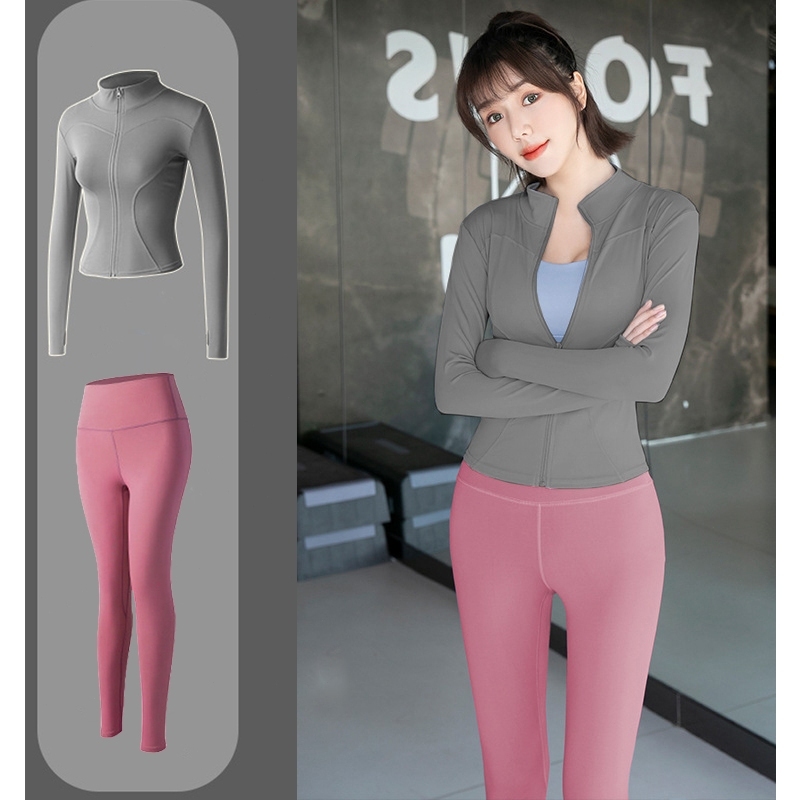 CUCI GUDANG CUCI GUDANG Setelan Baju Jaket Olahraga Wanita Lengan Panjang/Legging Wanita Celana