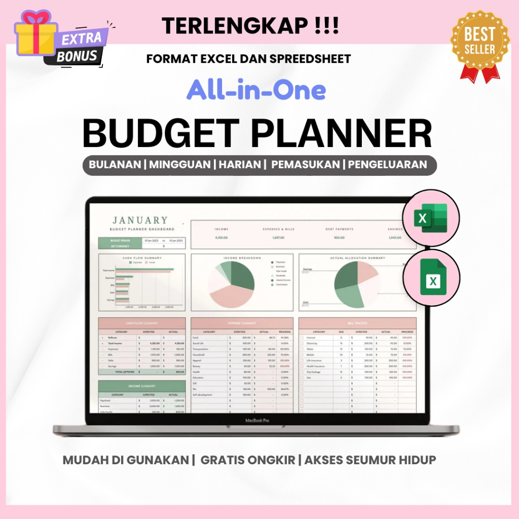 Budget Planner, Budget Spreadsheet Excel, Monthly Budget Planner, Weekly Paycheck Budget