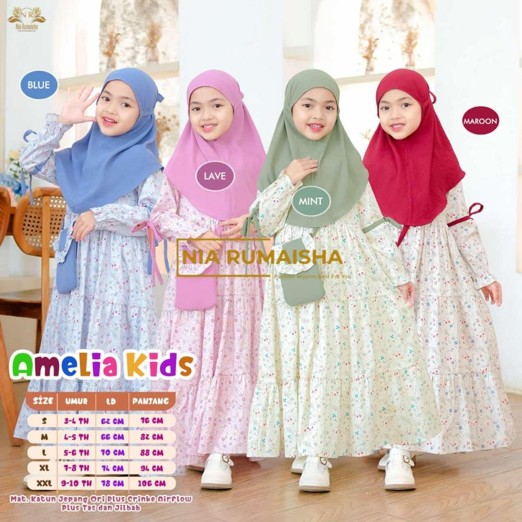 AMELIA DRESS MAXY GAMIS BAHAN CRINKLE BORDIR ORI PREMIUM SYARI || SIGNADILA