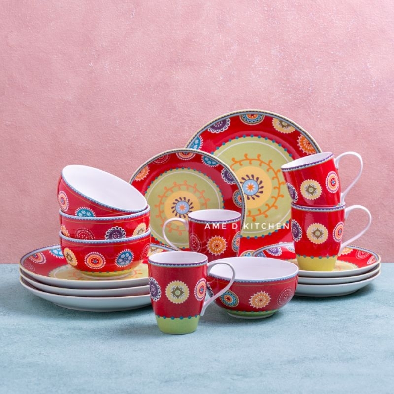 Dinner set sango isi 16 pcs Bohemian red