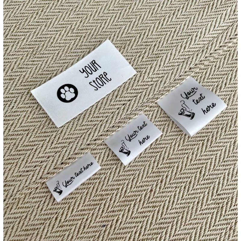 

satin tebal ukuran 1.3 cm /satin printing/satin lmport/satin jahit 2 sisi/label baju/label gamis/labelkaos/label distro