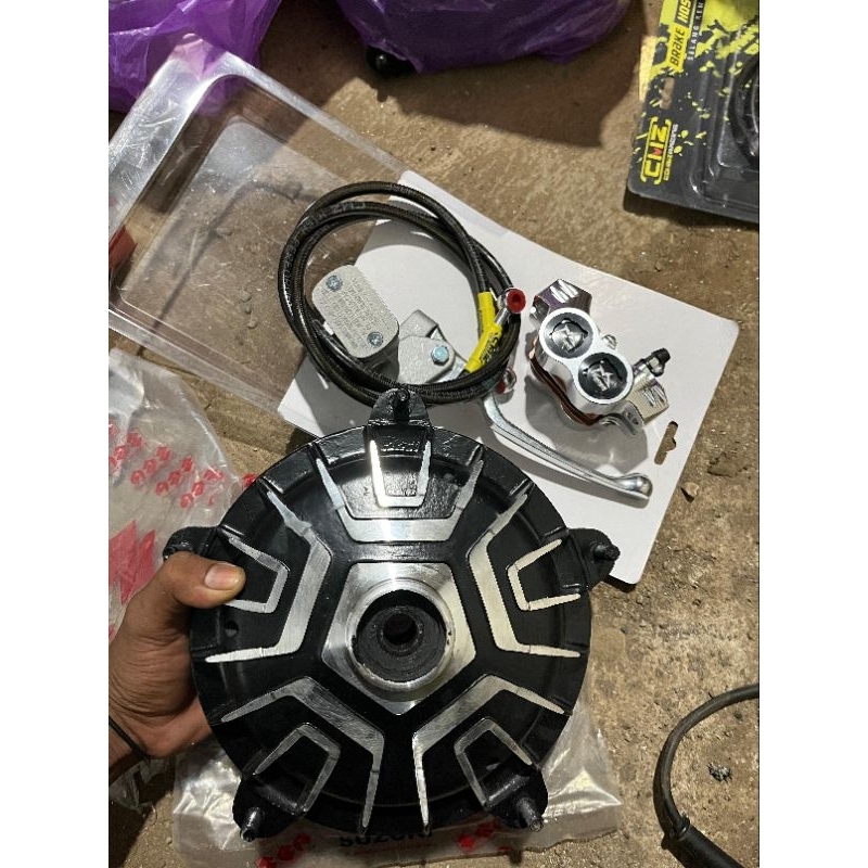 CAKRAM VESPA RING 10 handmade satu set breket + adaptor komplit tinggal pasang