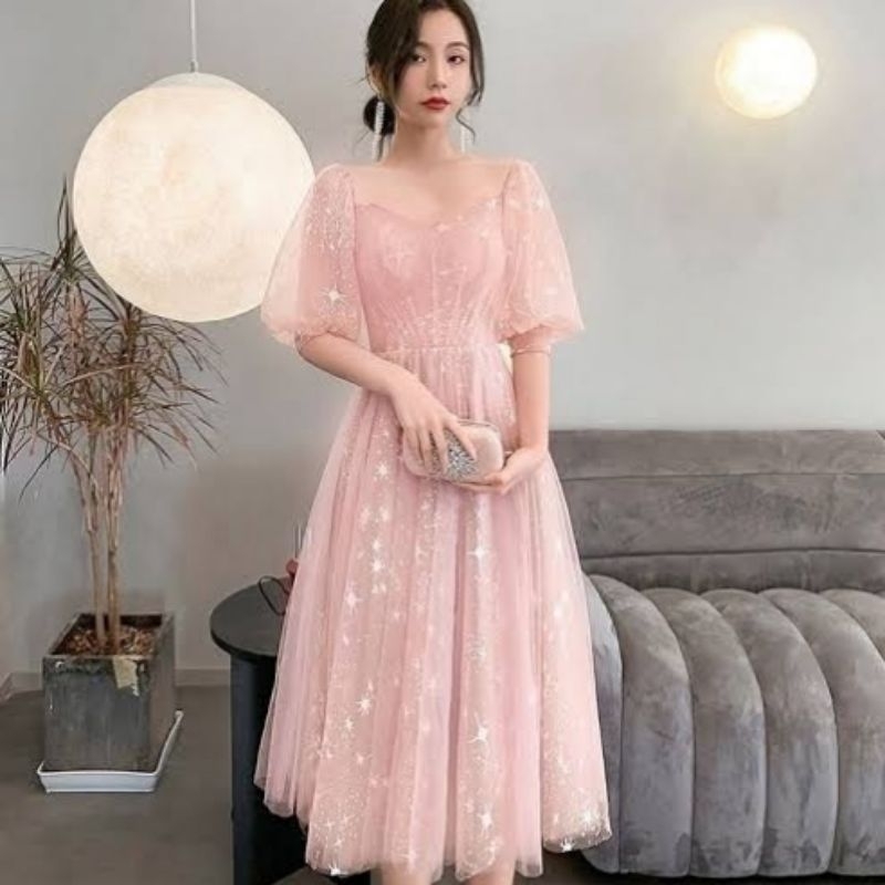 Dress  Brokat Pink Korean style