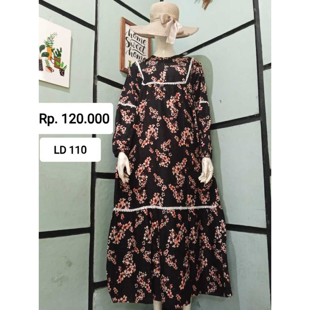 Gamis Syakira Rayon Twill Bunga Renda Premium