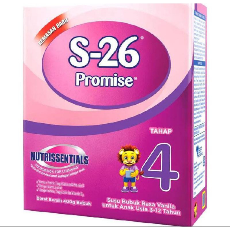 

S-26 Promise Tahap 4 Vanila 400Gr -S-26 Promise Tahap 4 Vanila Susu Bubuk untuk Anak Usia 3-12 Tahun, Kotak 400gr