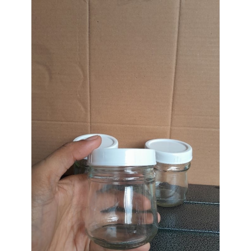 Botol kaca jar 150ml / botol kaca selai 150ml / botol kaca sambal 150ml Tutup plastik