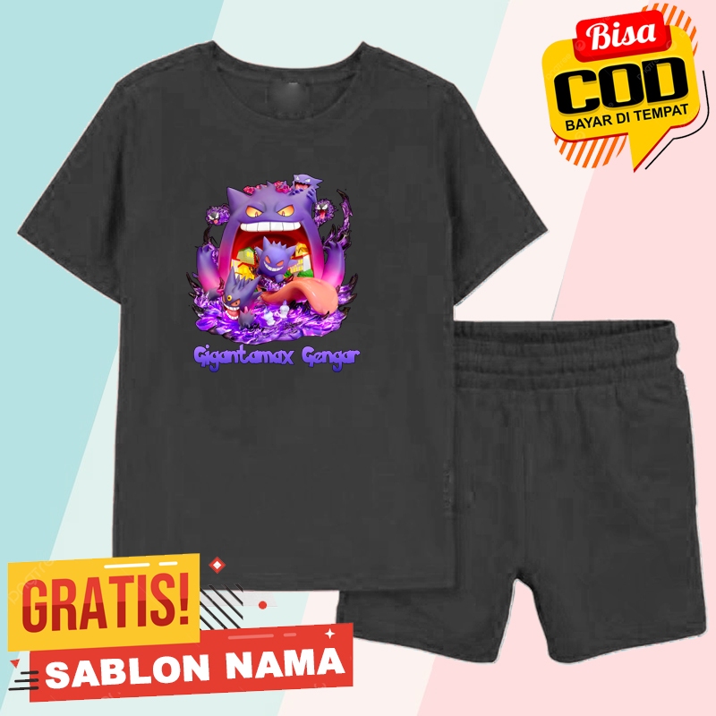Baju Kaos Anak Gigantamax Gengar / Kaos Anak Laki Laki & Perempuan Custom Nama Gigantamax Gengar