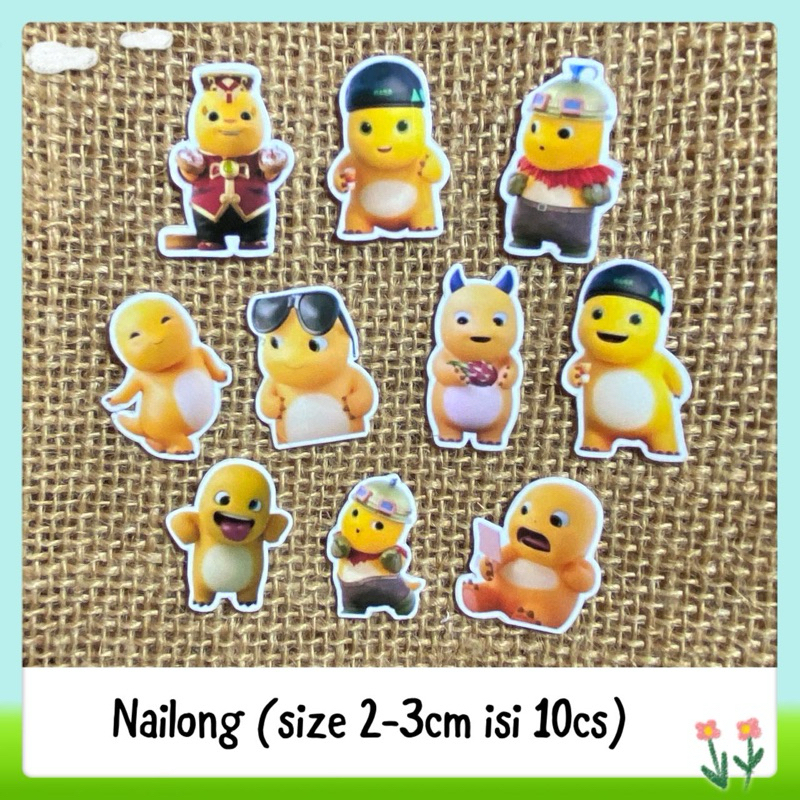 

10pcs sticker tempelan glossy nailong yellow dino