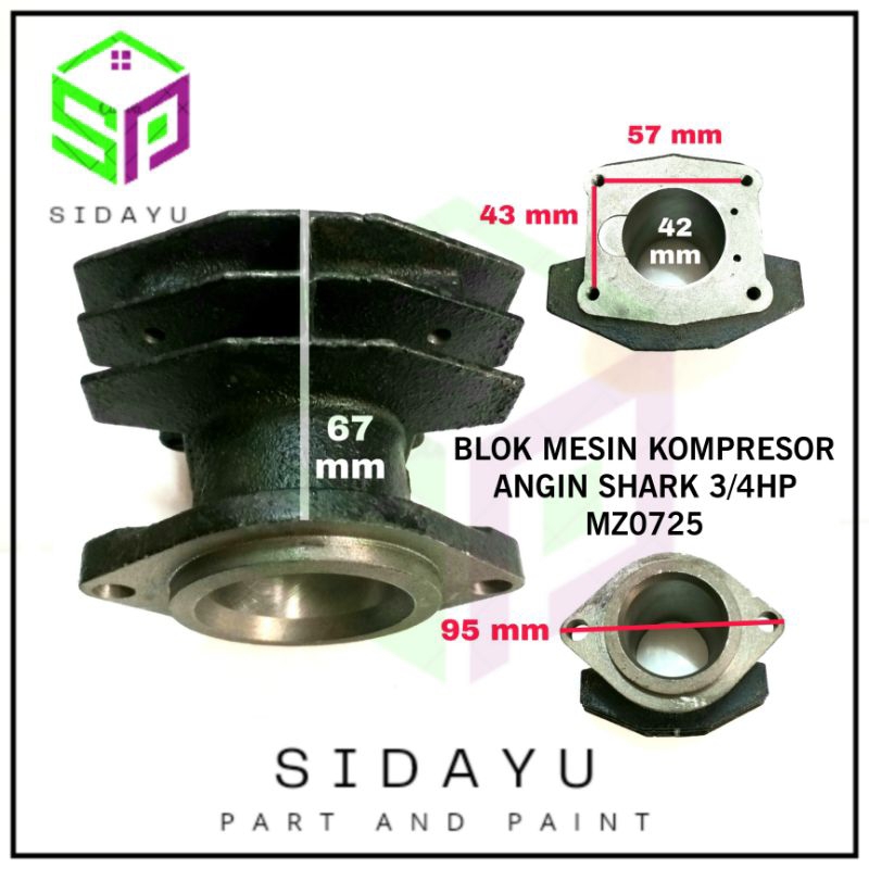 Blok Cylinder Mesin Kompresor Angin Shark 3/4HP
