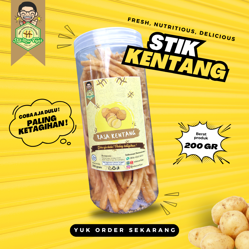 

[TOPLES - 200 GRAM] STIK KENTANG Mas Fajar Camilan 100% Halal - Coba aja dulu ! Paling ketagihan !