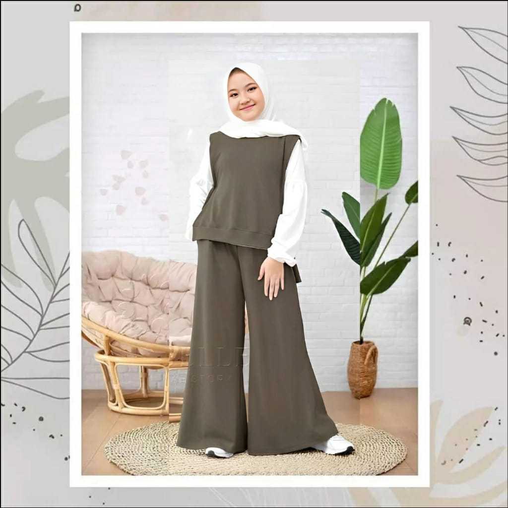 Sherina Set Kids Setelan Anak Tanggung Usia 10-15 Tahun Setcel Anak Kekinian Bahan Crinkle Airflow