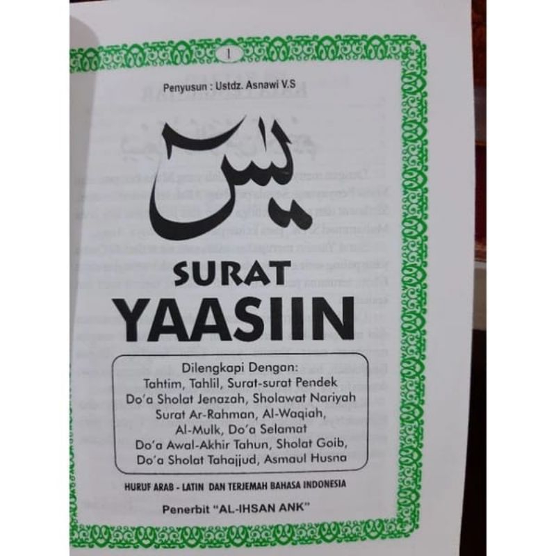 Blangko Surat Yasin Tahlil Tahtim Doa Non Cover 176 Halaman