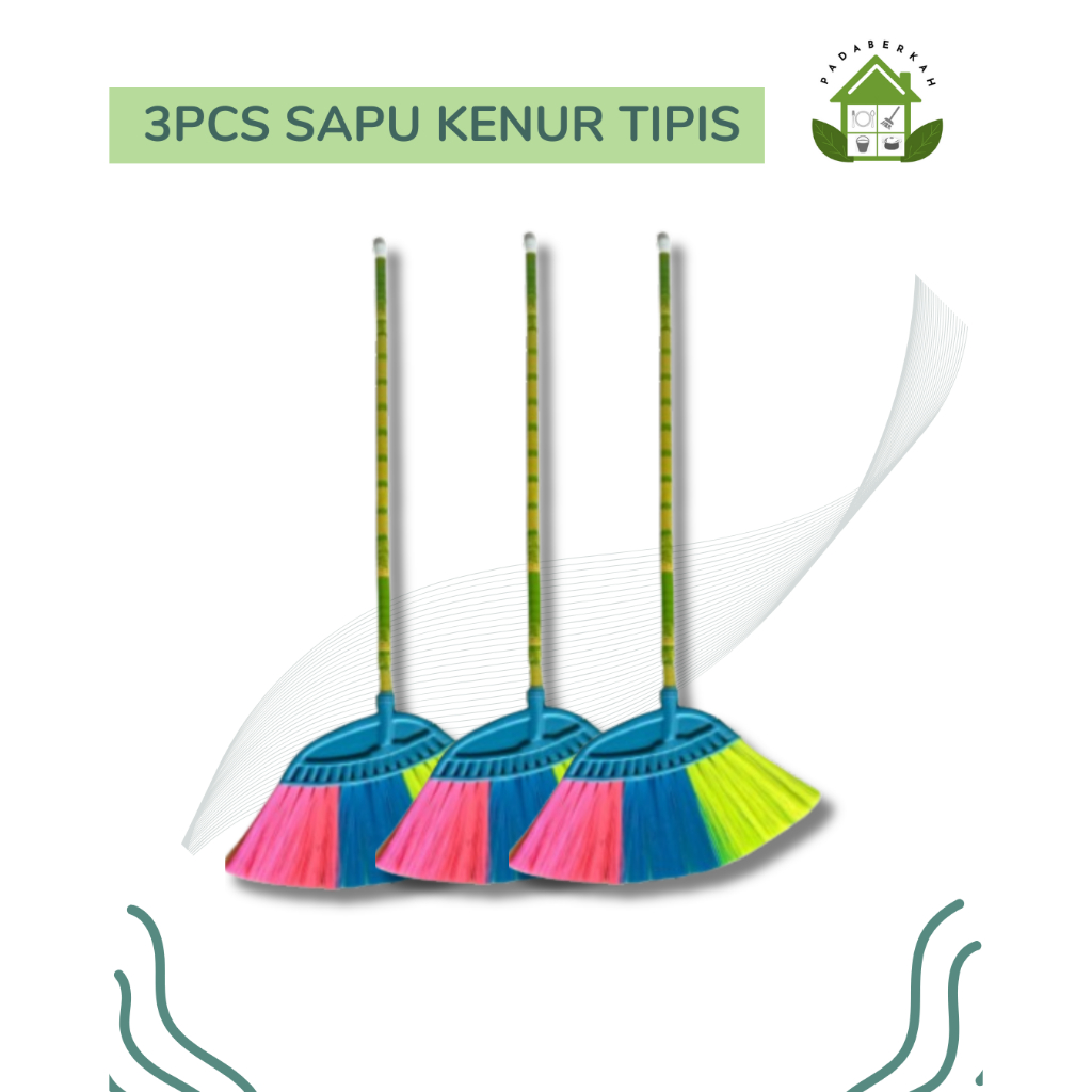 3PCS Sapu Lantai / Sapu Nylon / Sapu Plastik / Sapu Kenur / Paket Sapu Kenur tipis