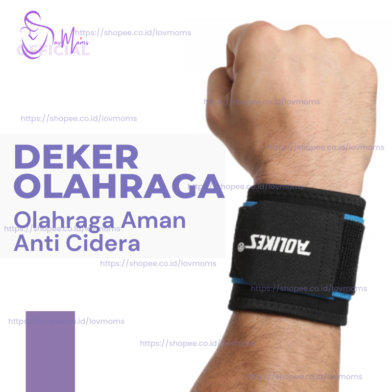 Pelindung Pergelangan Tangan Gym Premium Biru Terbaru Deker Decker Dekker Wrist Band Wrap Wraps Band