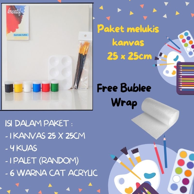 

Paket Lengkap Melukis Set Kanvas 25x25cm Cat Acrylic Kuas Palet